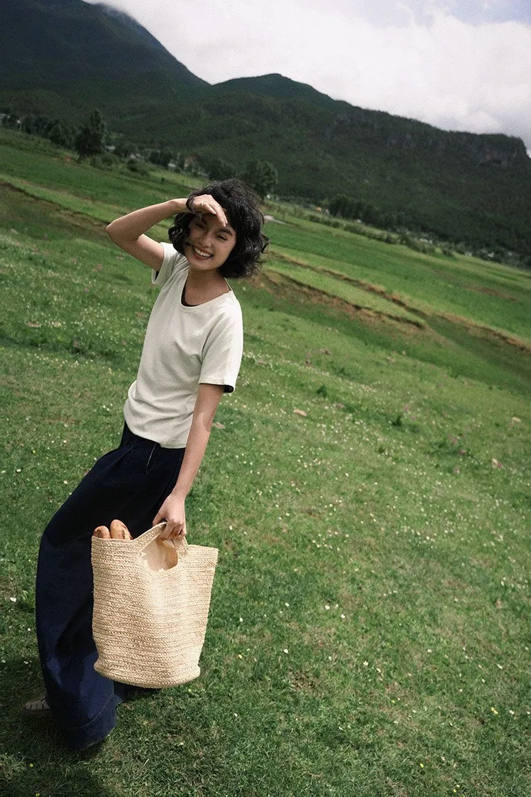 100% cotton ultra loose wide leg jeans | 2 color