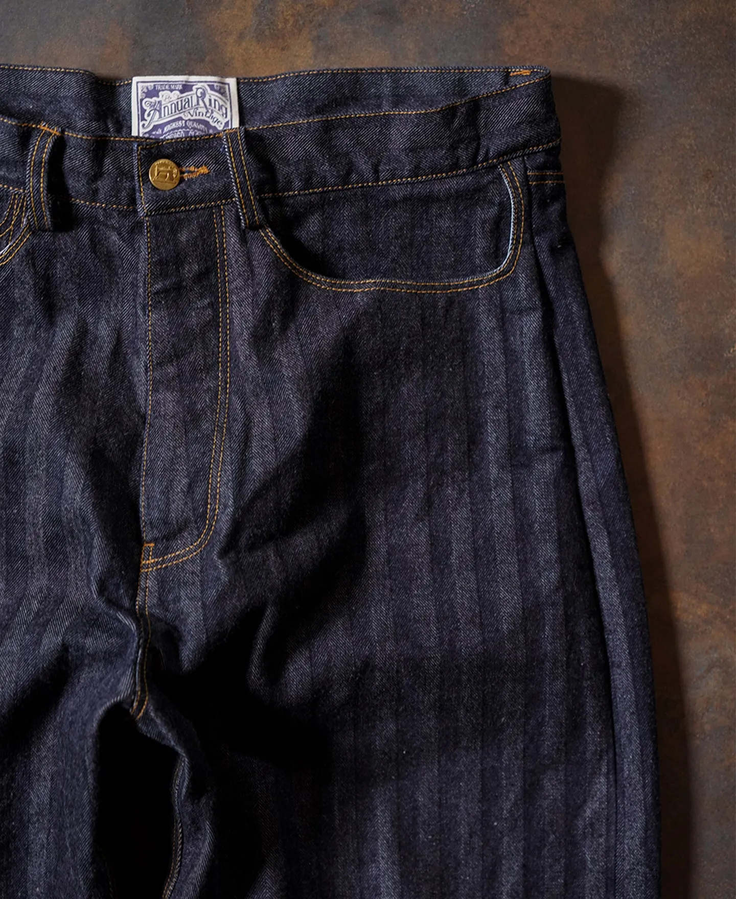 Mens 15 oz Herringbone Selvedge Denim Work Jeans, Vintage 1870s Style