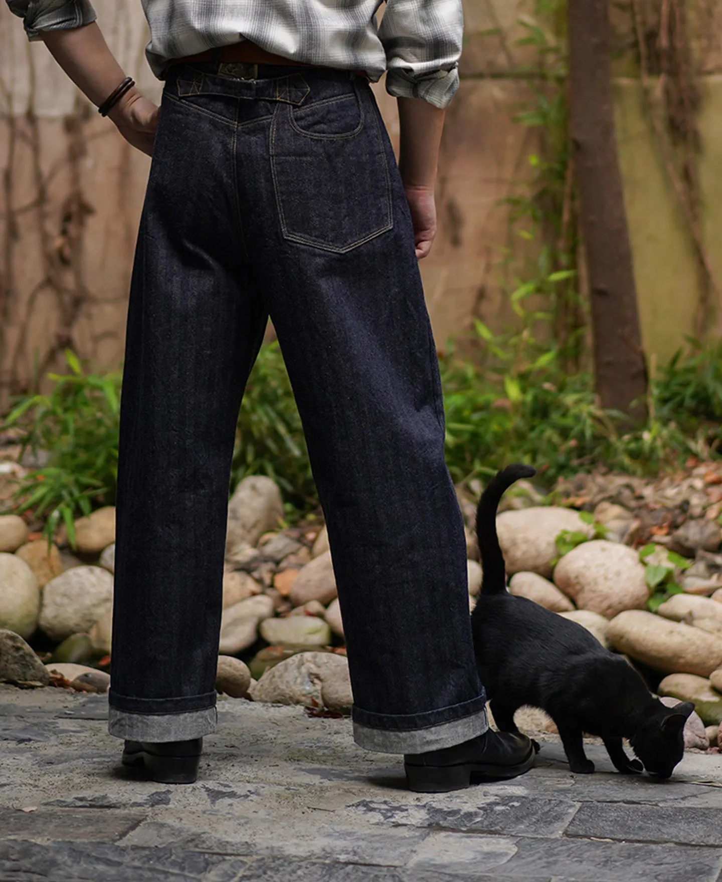 Mens 15 oz Herringbone Selvedge Denim Work Jeans, Vintage 1870s Style