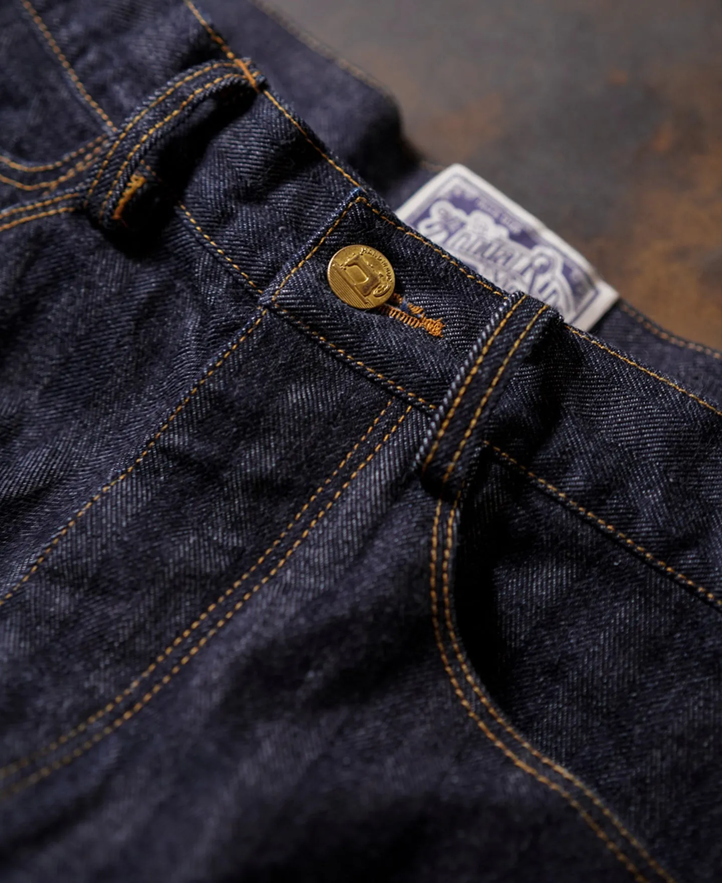 Mens 15 oz Herringbone Selvedge Denim Work Jeans, Vintage 1870s Style