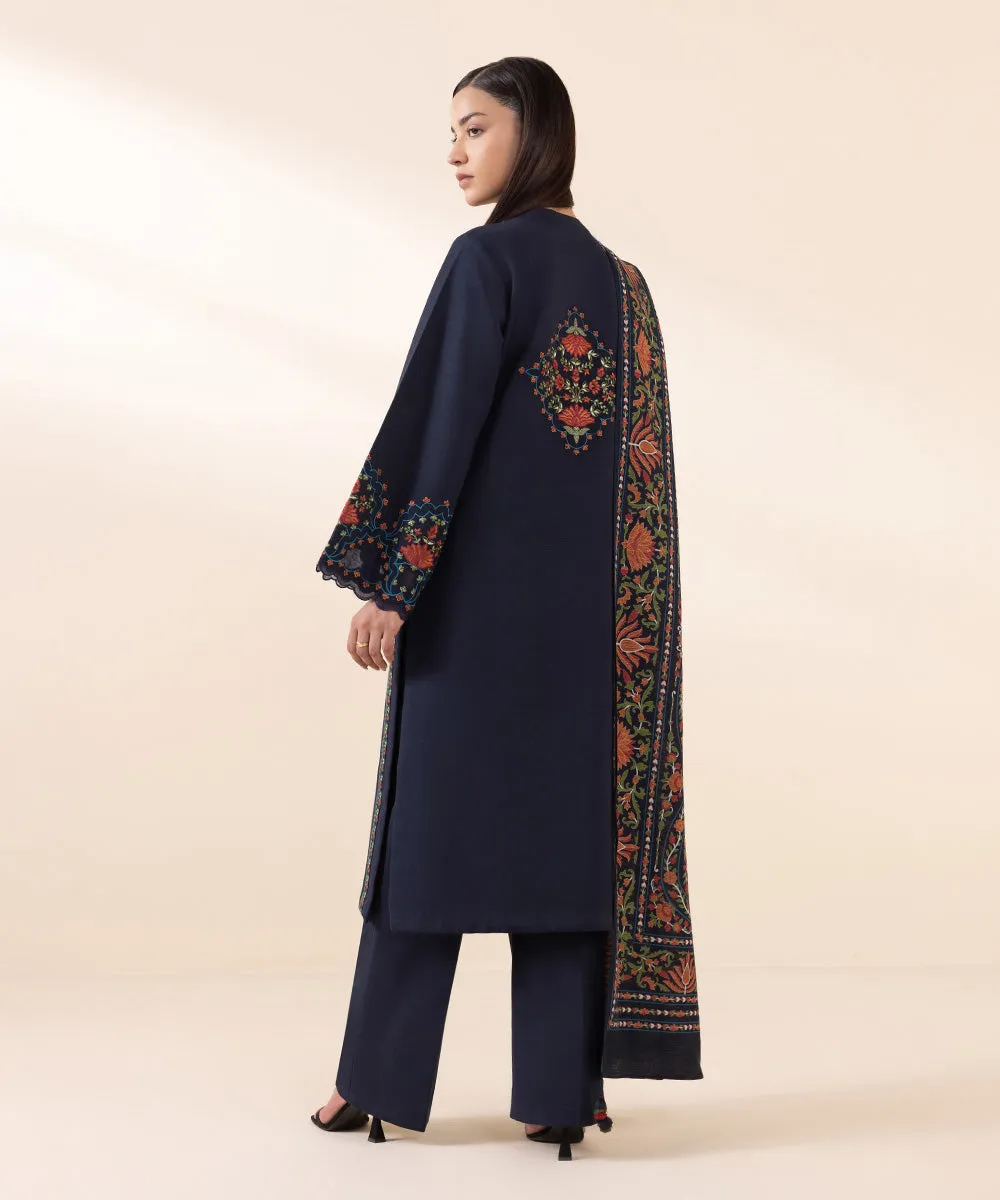 2 Piece - Embroidered Khaddar Suit