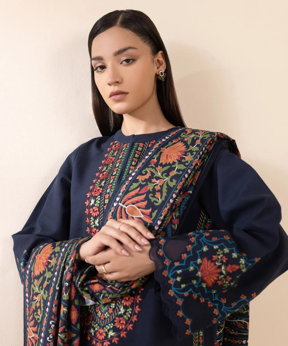 2 Piece - Embroidered Khaddar Suit