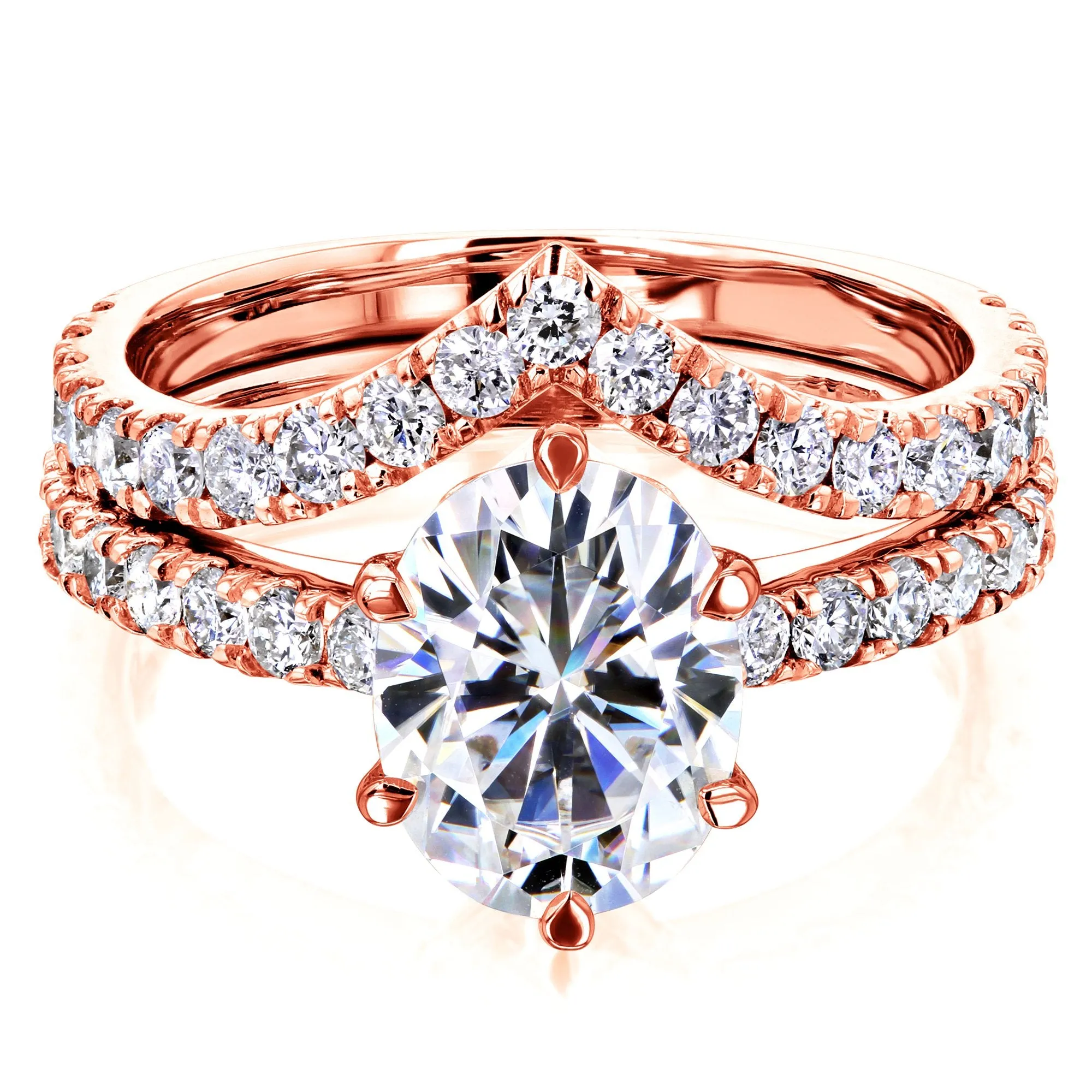 2.1ct Oval Forever One Moissanite Bridal Set
