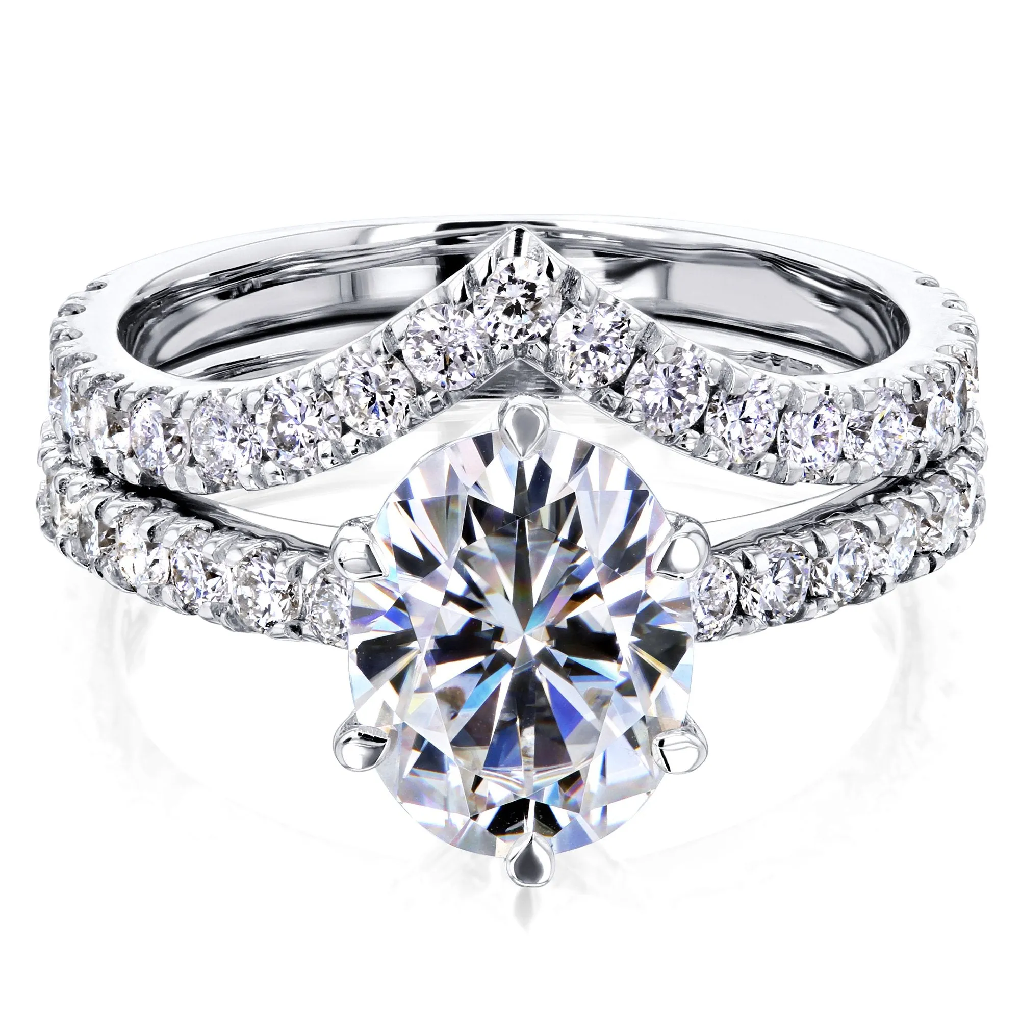2.1ct Oval Forever One Moissanite Bridal Set