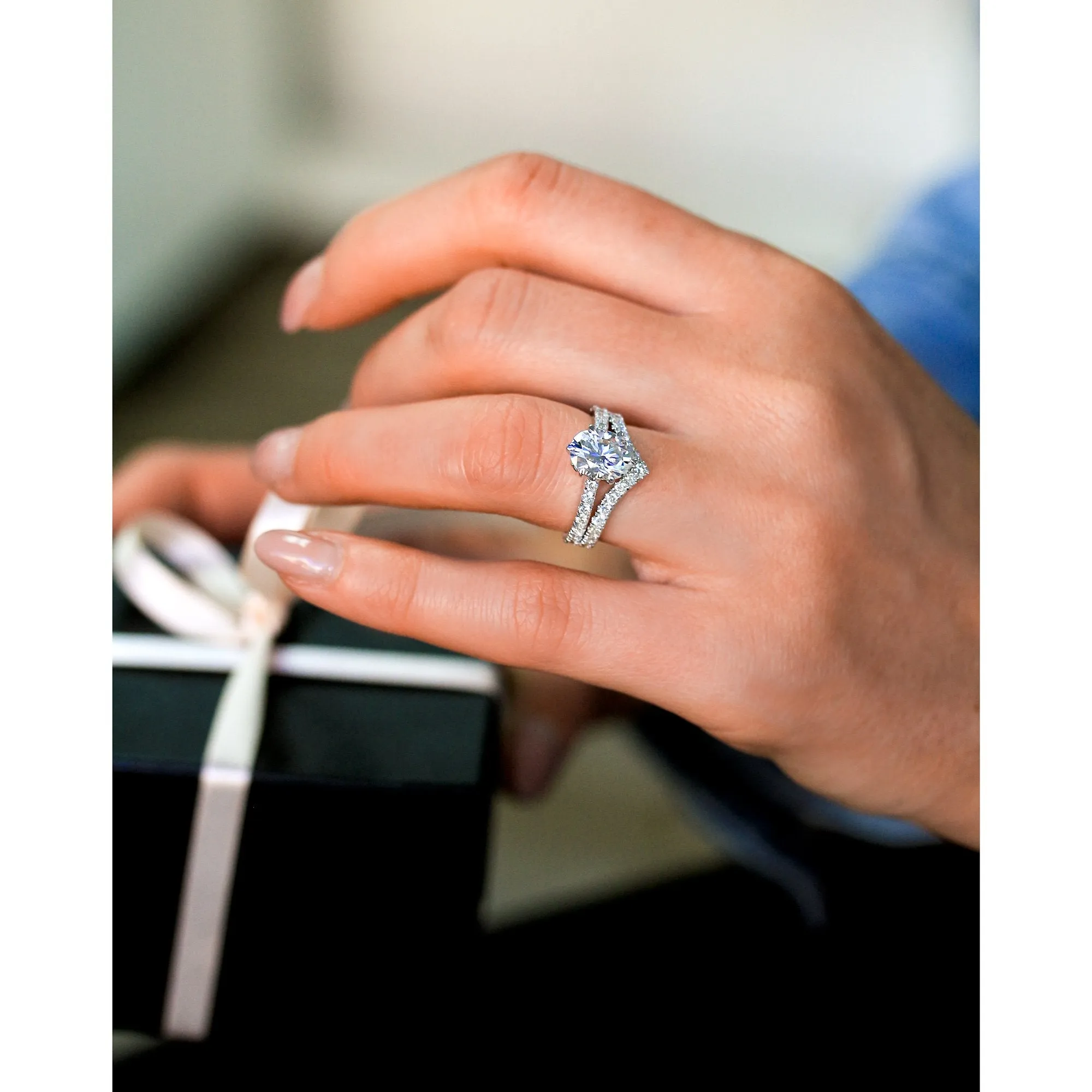 2.1ct Oval Forever One Moissanite Bridal Set