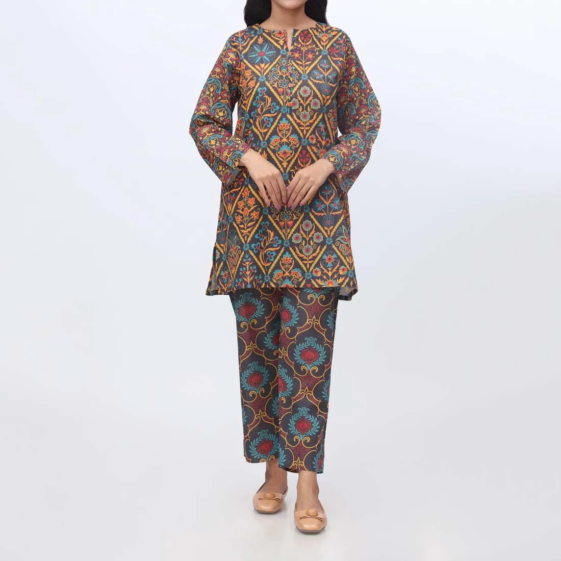 2PC- Printed Khaddar Suit PW9122