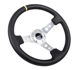 (350mm / 3in. Deep) Blk Leather w/Circle Cut Spokes & Single Yellow CM