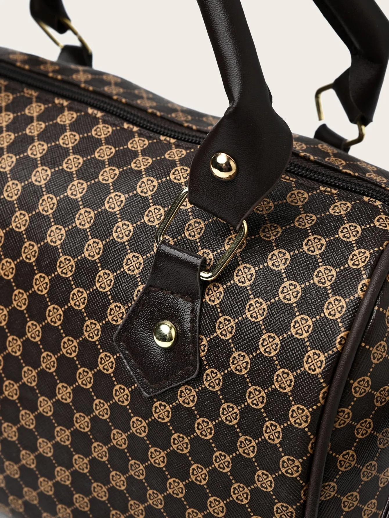 3pcs Geometric Print Boston Bag Set