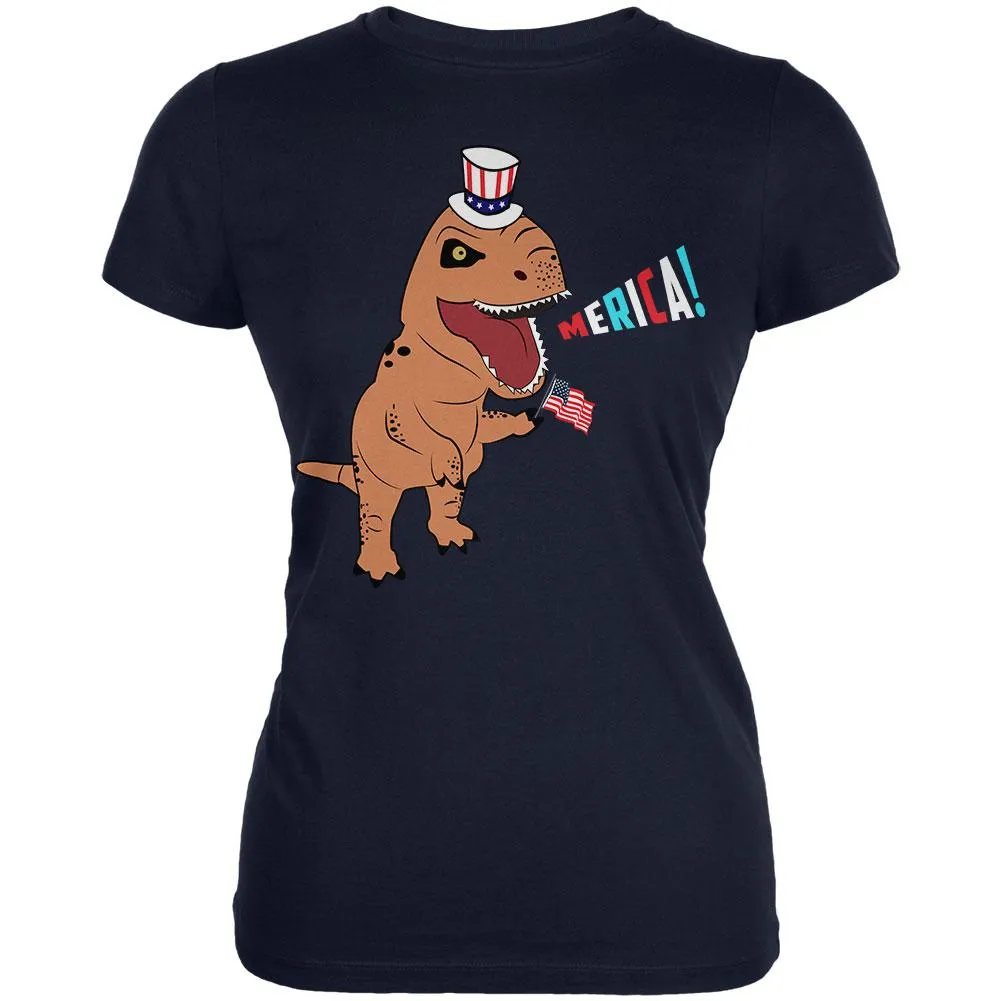 4th Of July Merica Patriotic T-Rex Dinosaur Juniors Soft T Shirt