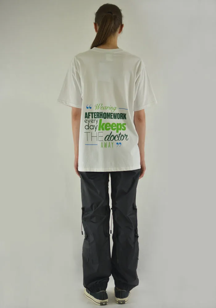 AFTER HOMEWORK HEALTH PRINTED T-SHIRT WHITE