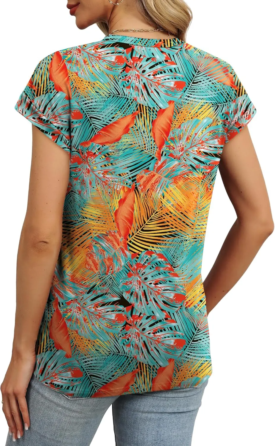 Alaroo Womens Summer Tops Short Sleeve Shirts Crew Neck Cute Trendy Tunic Blouses (S-3XL)