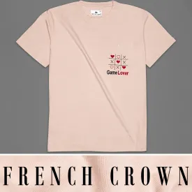 Almond Cream with Tic Tac Toe Embroidered Work Premium Cotton T-shirt
