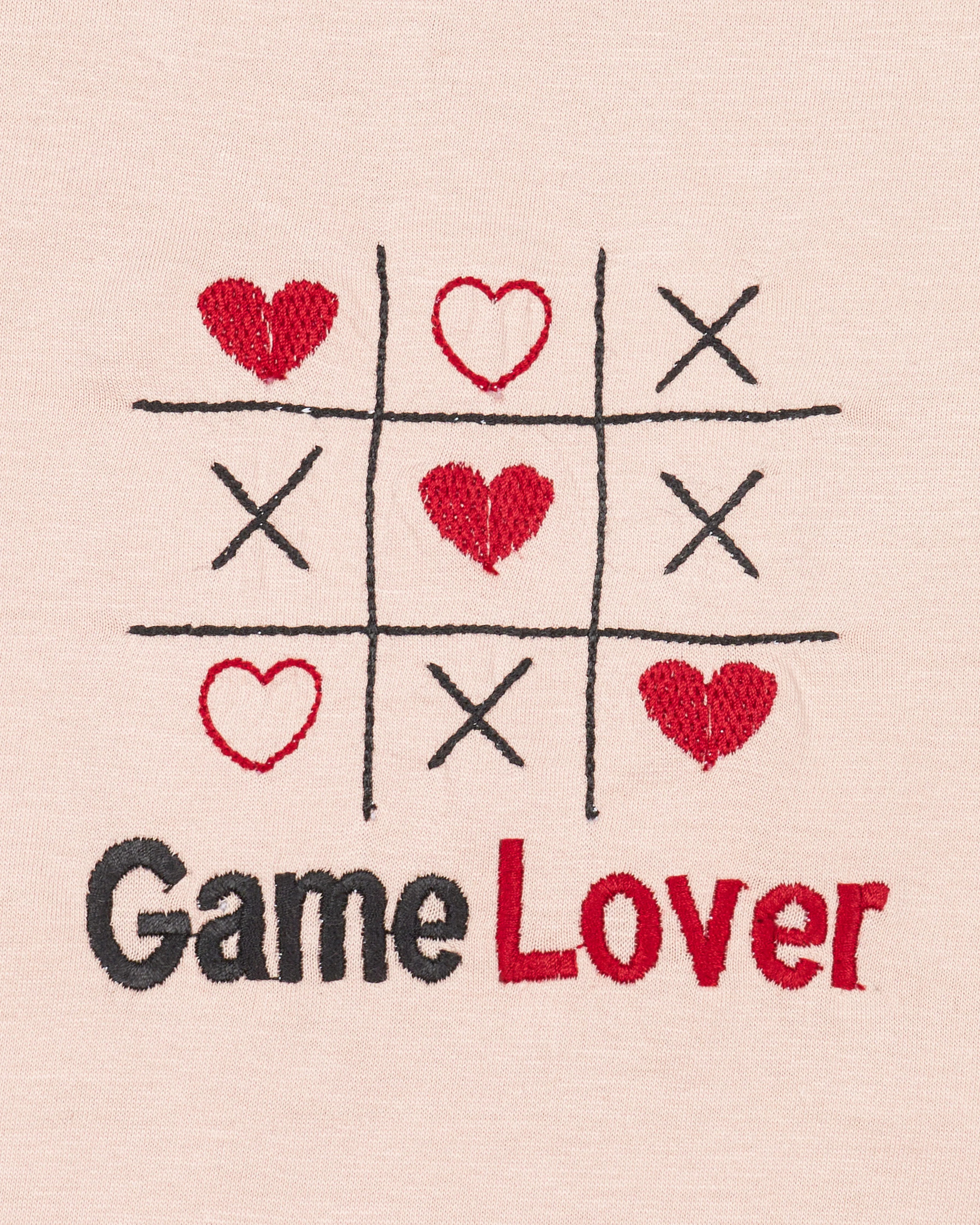 Almond Cream with Tic Tac Toe Embroidered Work Premium Cotton T-shirt