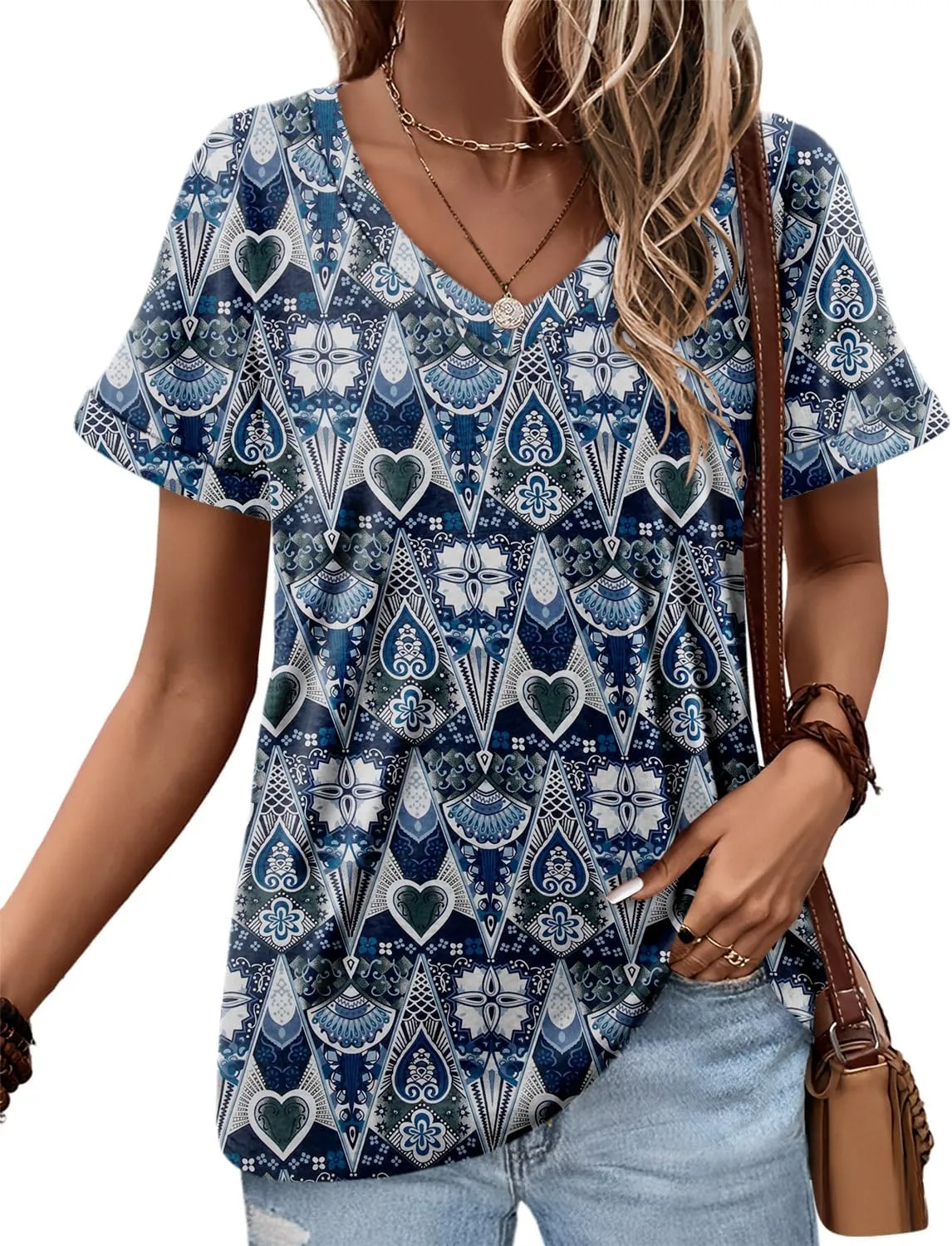 Angerella T Shirt for Women Loose Fit Summer Tops Trendy Causal Short Sleeve Shirts