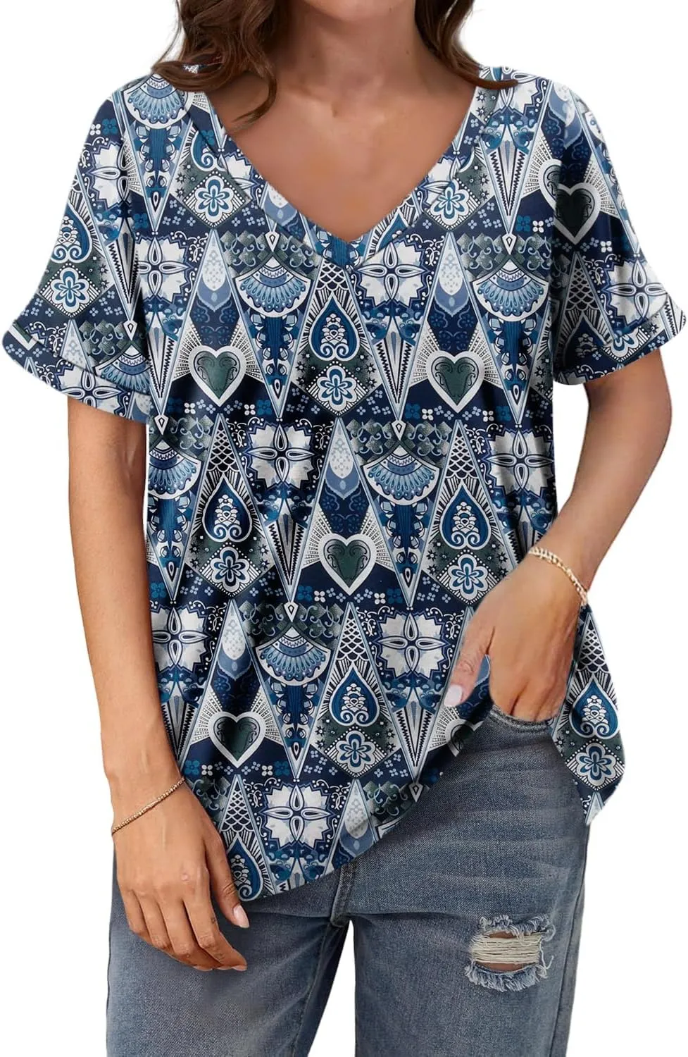Angerella T Shirt for Women Loose Fit Summer Tops Trendy Causal Short Sleeve Shirts