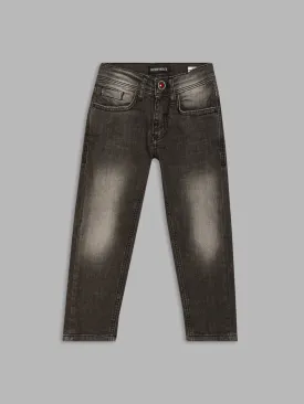 Antony Morato Boys Black Skinny Fit Low Distress Heavy Fade Jeans