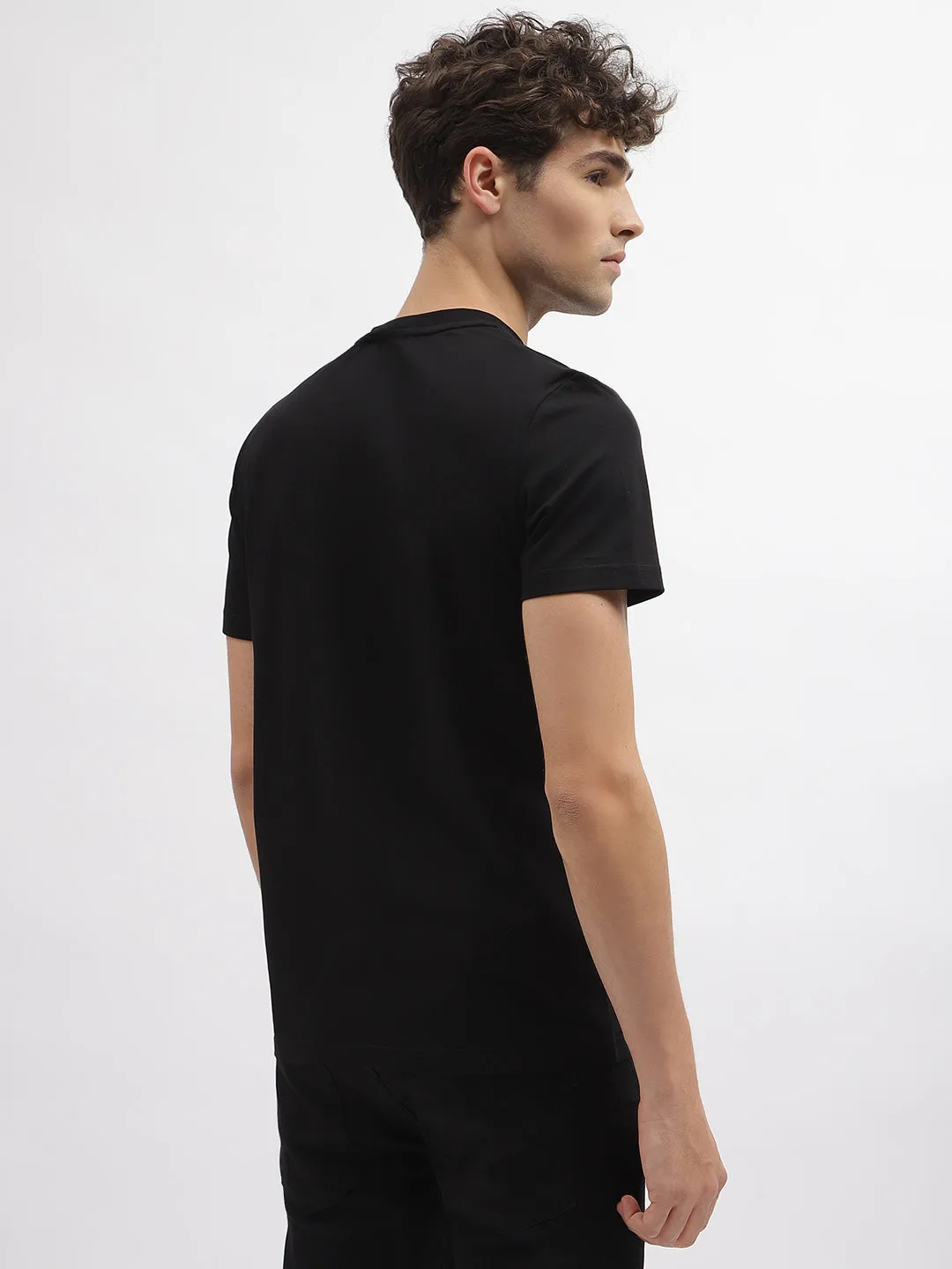 Antony Morato Men Black Printed Round Neck Short Sleeves T-Shirt