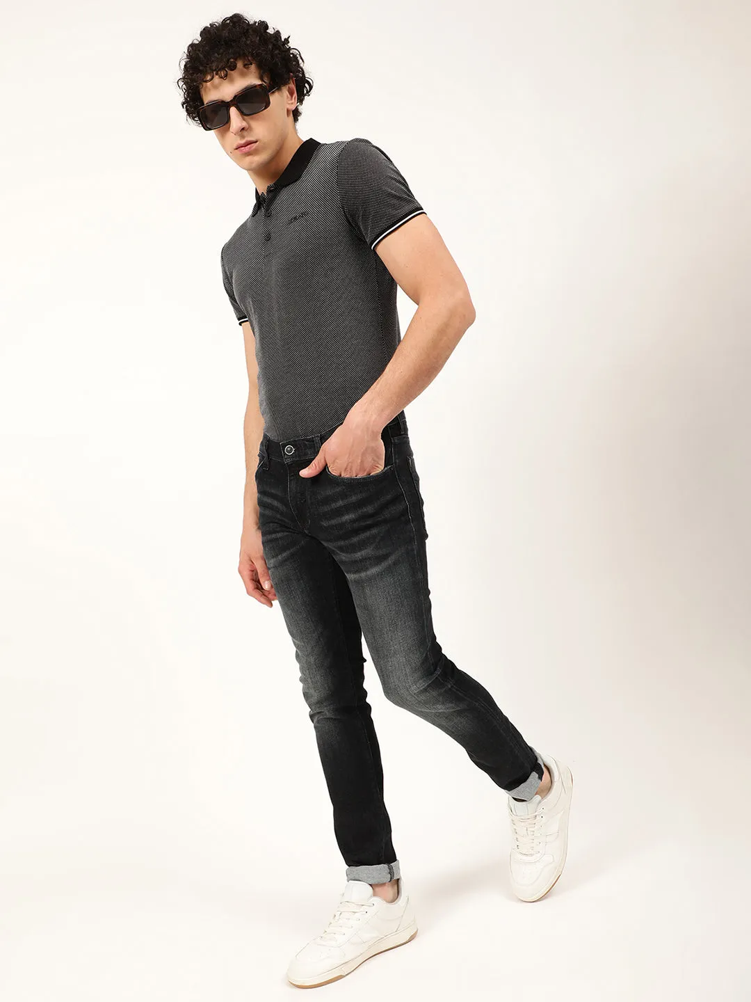 Antony Morato Men Black Skinny Fit Heavy Fade Jeans