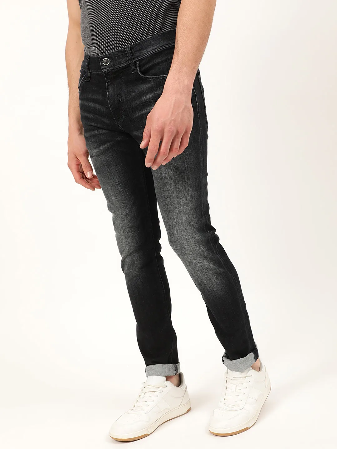 Antony Morato Men Black Skinny Fit Heavy Fade Jeans