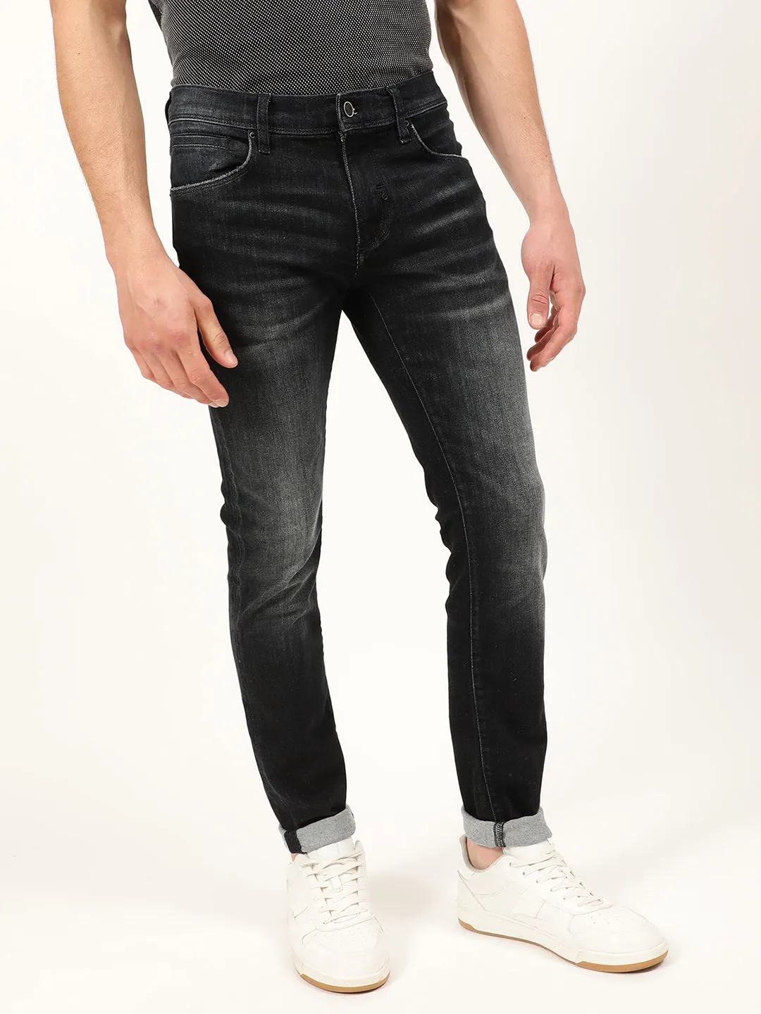 Antony Morato Men Black Skinny Fit Heavy Fade Jeans