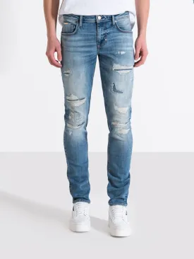 Antony Morato Men Blue Washed Mid-Rise Tapered Fit Jeans