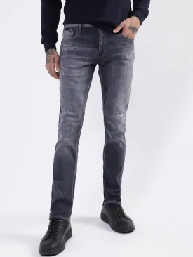 Antony Morato Men Grey Slim Fit Heavy Fade Stretchable Cotton Jeans