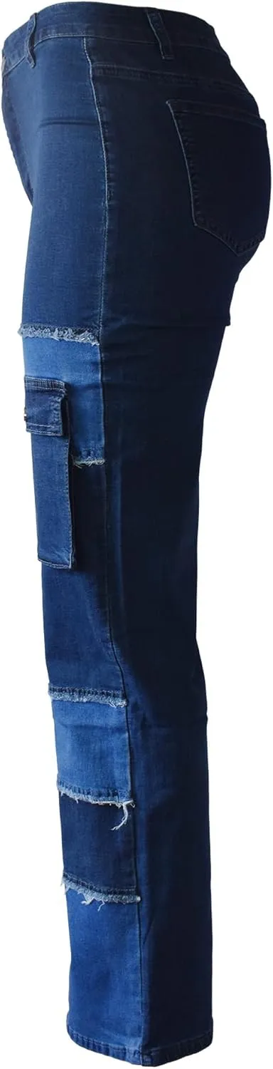 Aodrusa Ripped Wide Leg Jeans for Women Mom Baggy Straight Leg Stretchy Boyfriend Trendy Trouser Denim Pants