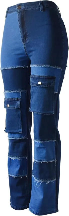Aodrusa Ripped Wide Leg Jeans for Women Mom Baggy Straight Leg Stretchy Boyfriend Trendy Trouser Denim Pants