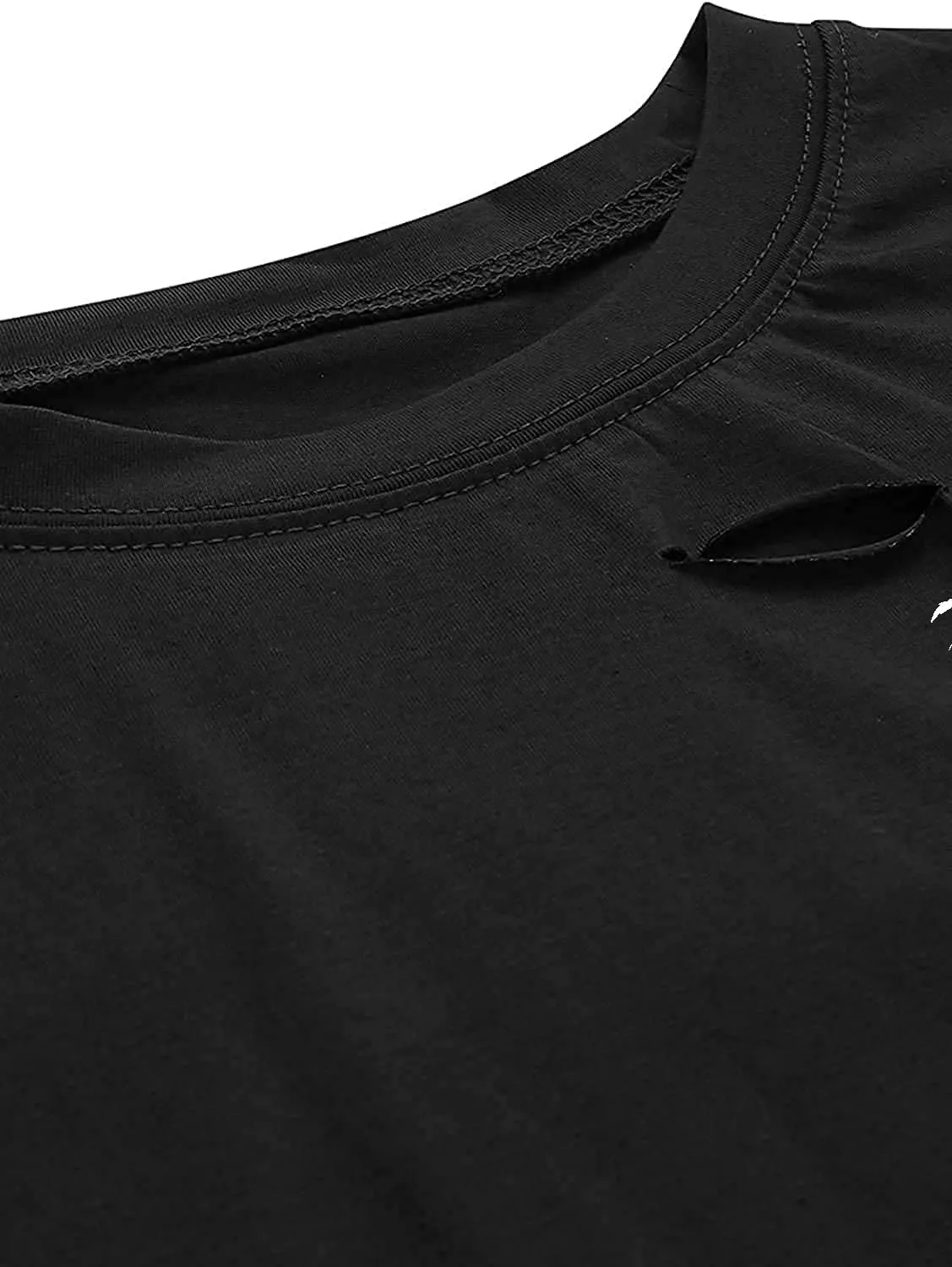 Avanova Women Distressed Loose Crop Top Oversized Short Sleeve Ripped Tee Shirt