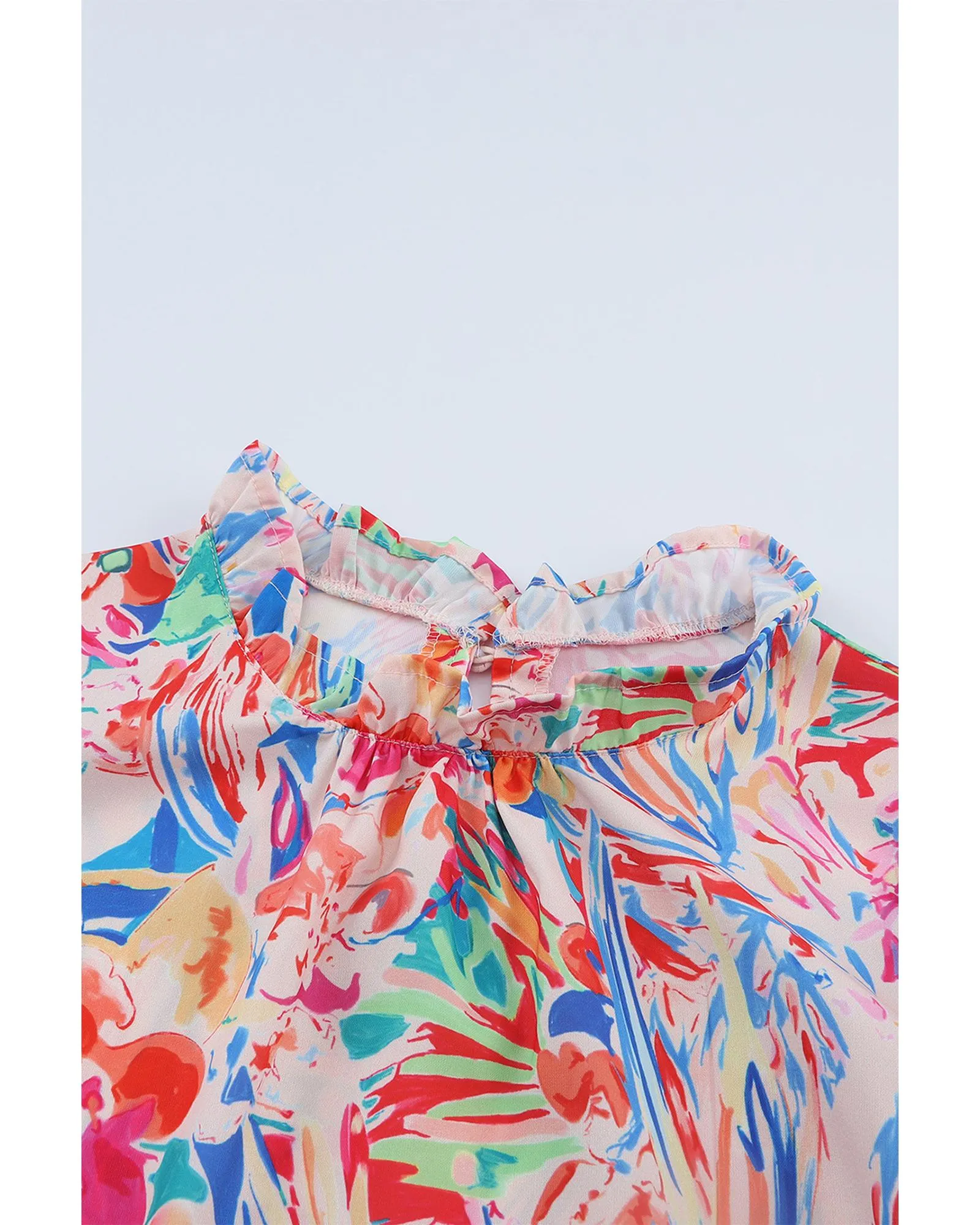 Azura Exchange Abstract Striped Patchwork Ruffled Blouse - XL