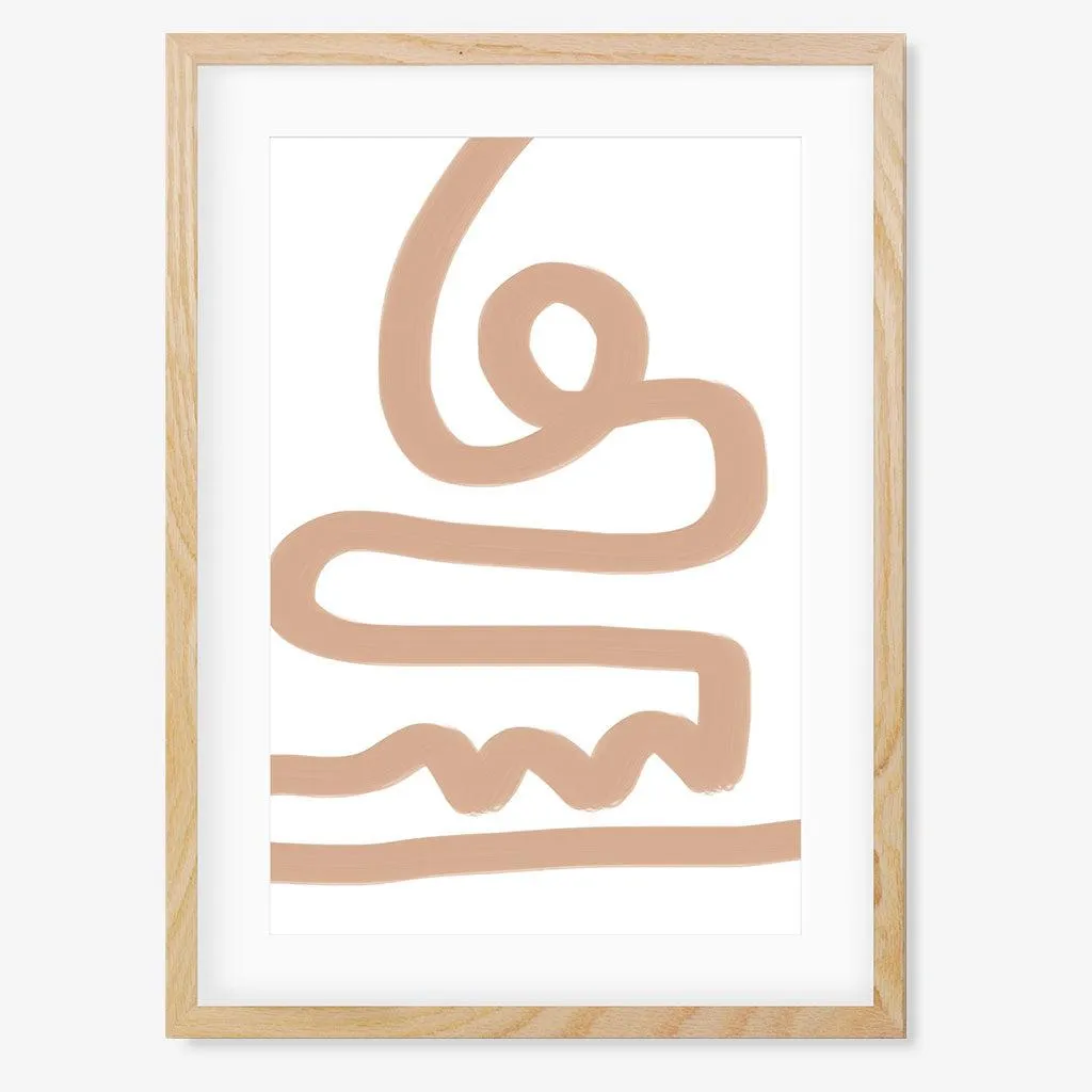 Beige Graffiti Lines Framed Art