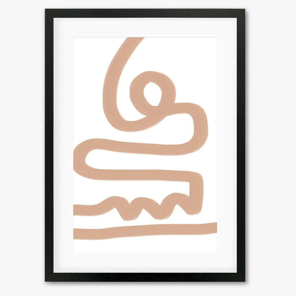 Beige Graffiti Lines Framed Art