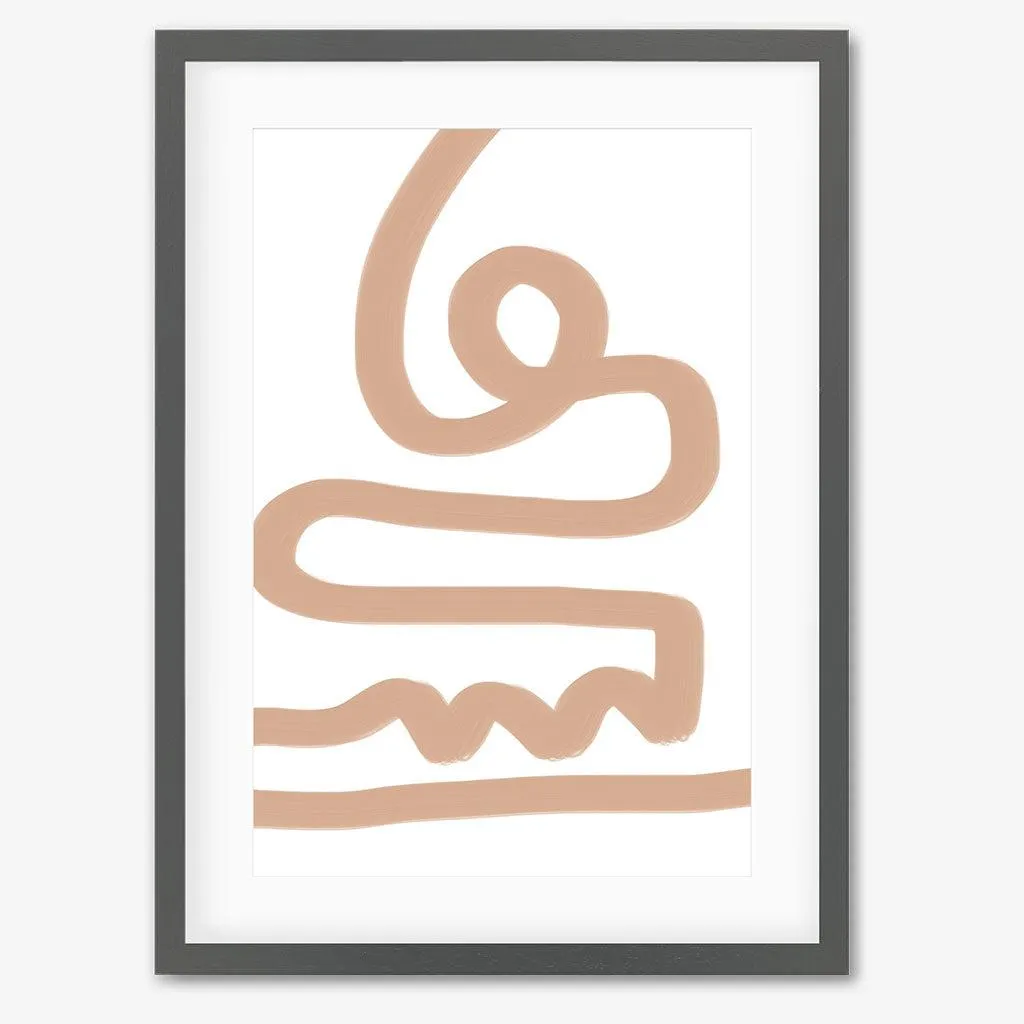 Beige Graffiti Lines Framed Art