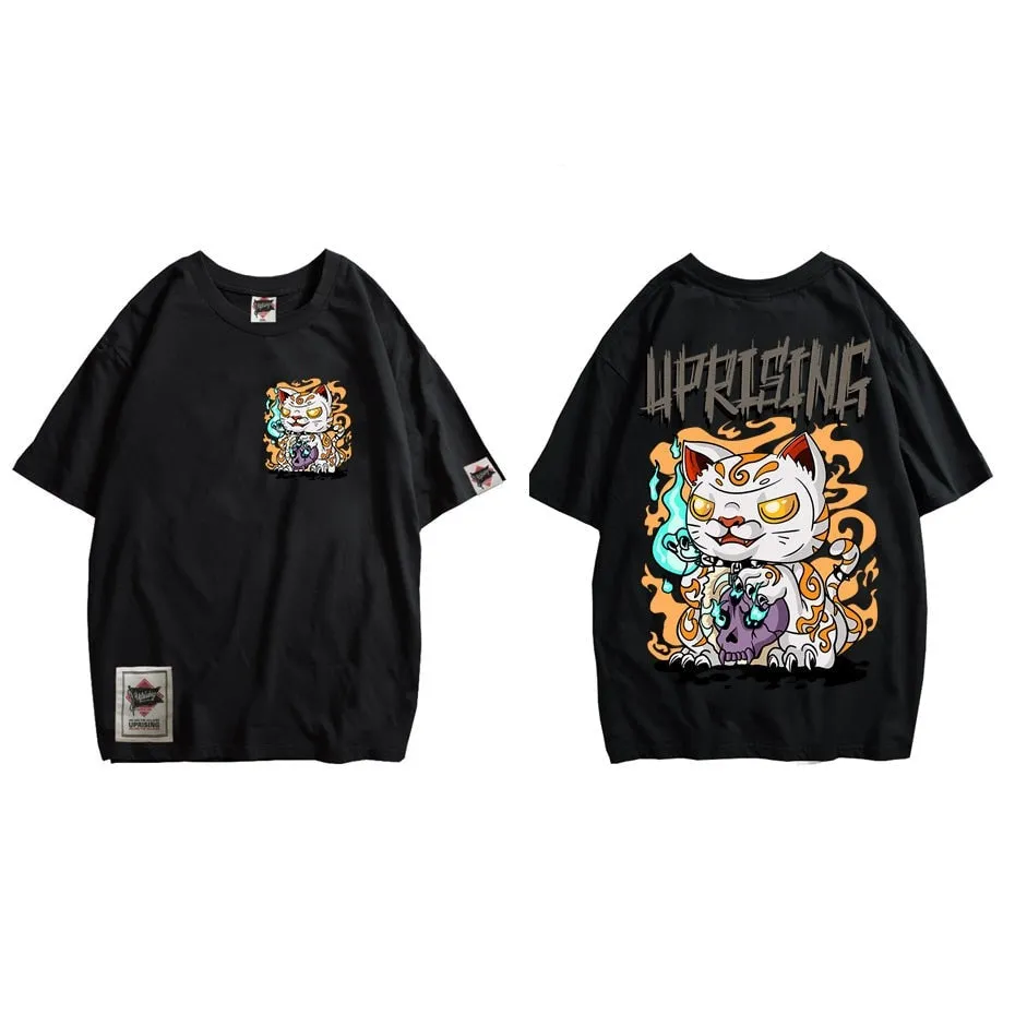 Black Cat Satanic Fashion Punk Rock men Clothing Gothic Goth Oversized T Shirts Ladies Satan Tshirt Tee Tops streetwear