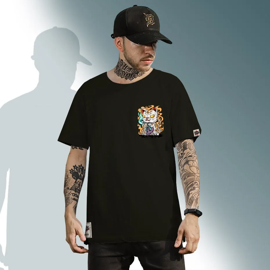 Black Cat Satanic Fashion Punk Rock men Clothing Gothic Goth Oversized T Shirts Ladies Satan Tshirt Tee Tops streetwear