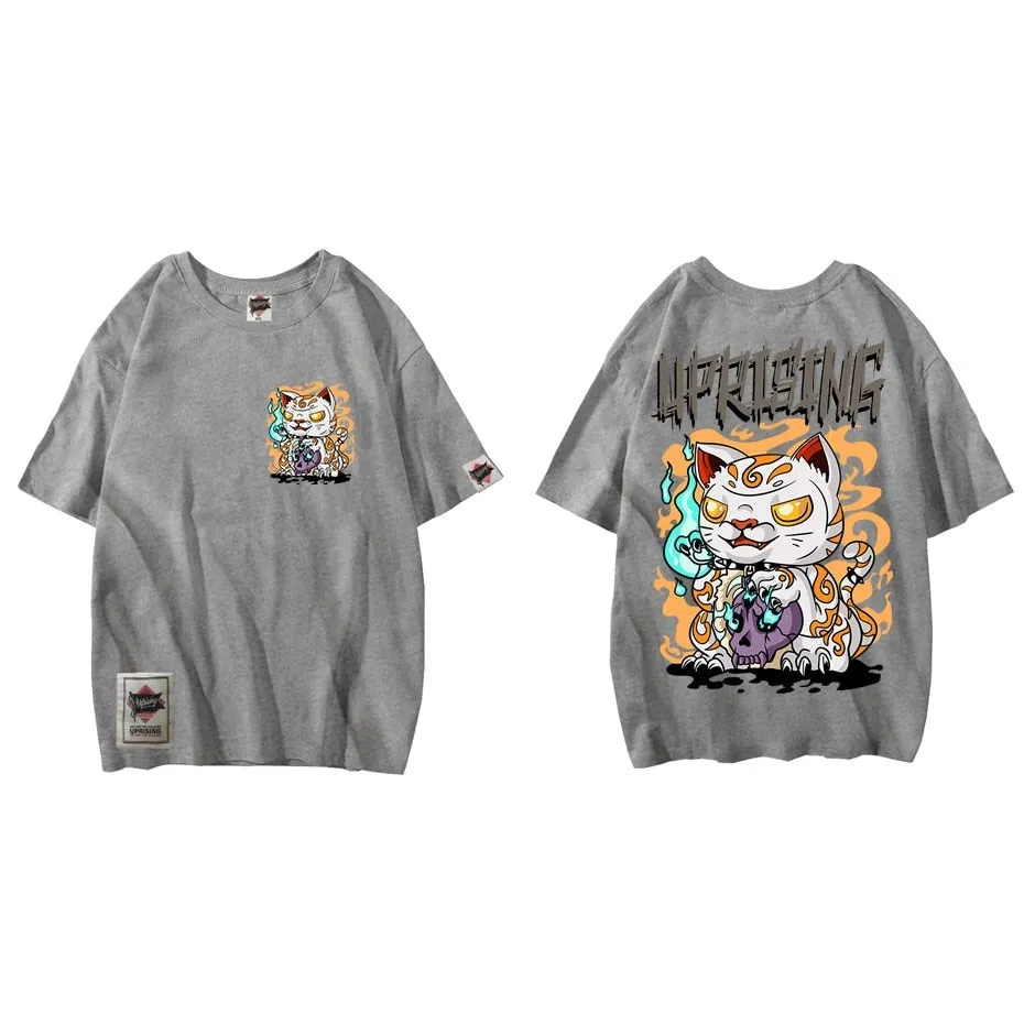 Black Cat Satanic Fashion Punk Rock men Clothing Gothic Goth Oversized T Shirts Ladies Satan Tshirt Tee Tops streetwear