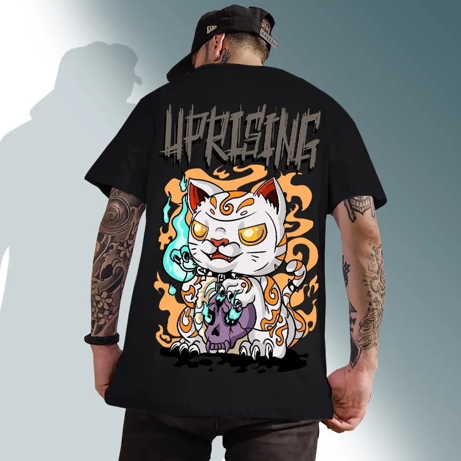Black Cat Satanic Fashion Punk Rock men Clothing Gothic Goth Oversized T Shirts Ladies Satan Tshirt Tee Tops streetwear