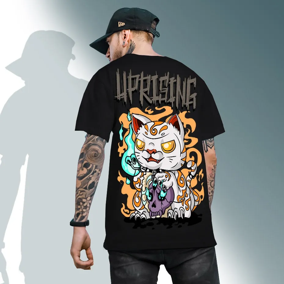 Black Cat Satanic Fashion Punk Rock men Clothing Gothic Goth Oversized T Shirts Ladies Satan Tshirt Tee Tops streetwear
