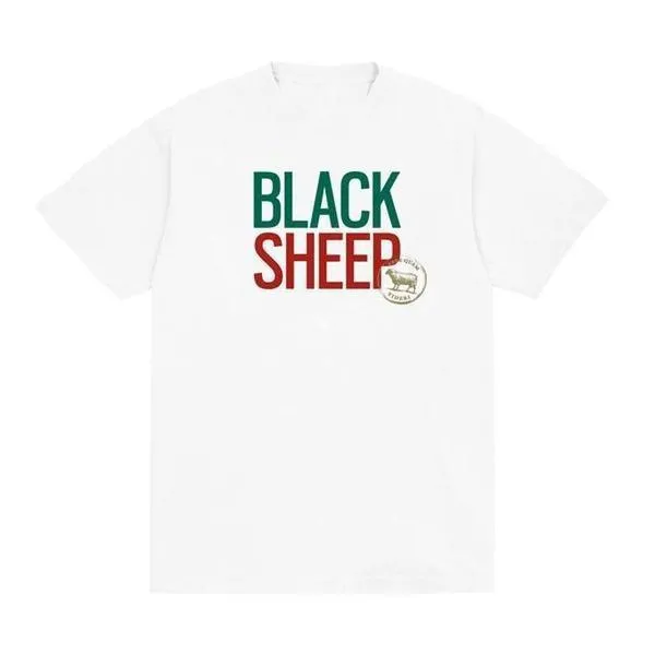 Black Sheep Stacked Logo Tee White Green Red