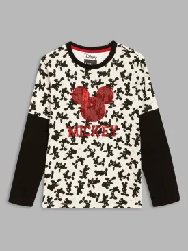 Blue Giraffe Boys Black Printed Round Neck Full Sleeves T-Shirt