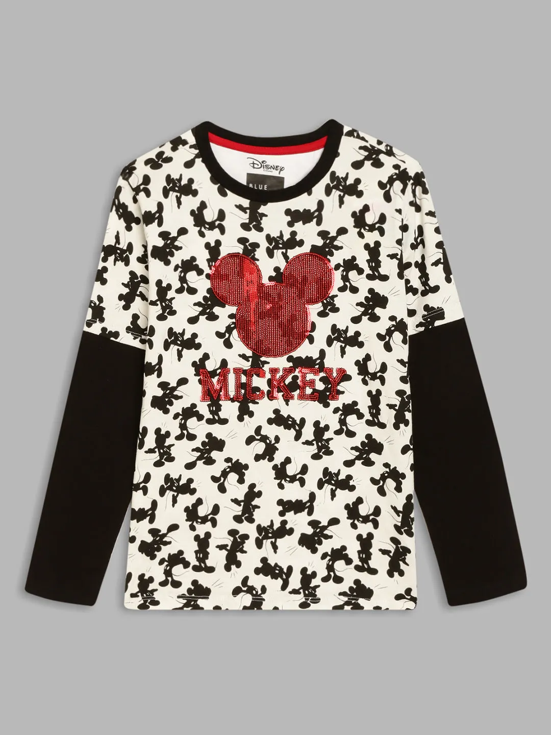 Blue Giraffe Boys Black Printed Round Neck Full Sleeves T-Shirt