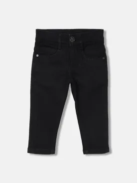 Blue Giraffe Boys Black Solid Slim Fit Jeans