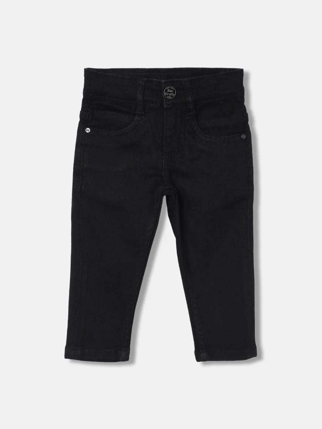 Blue Giraffe Boys Black Solid Slim Fit Jeans