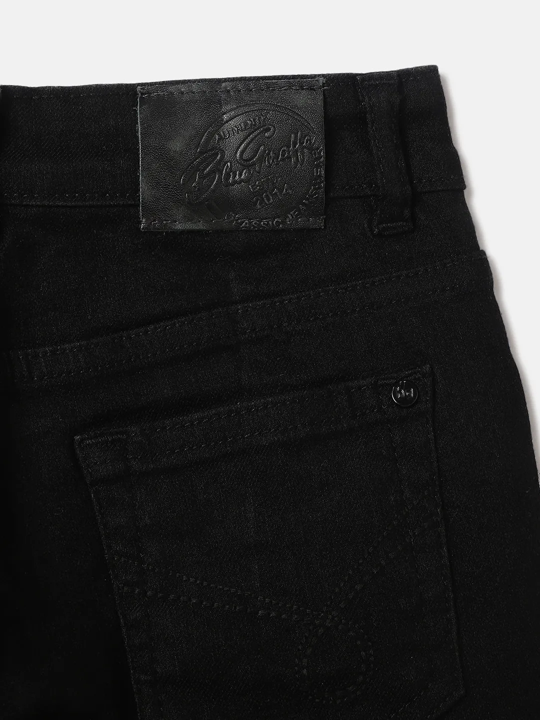 Blue Giraffe Boys Black Washed Slim Fit Jeans