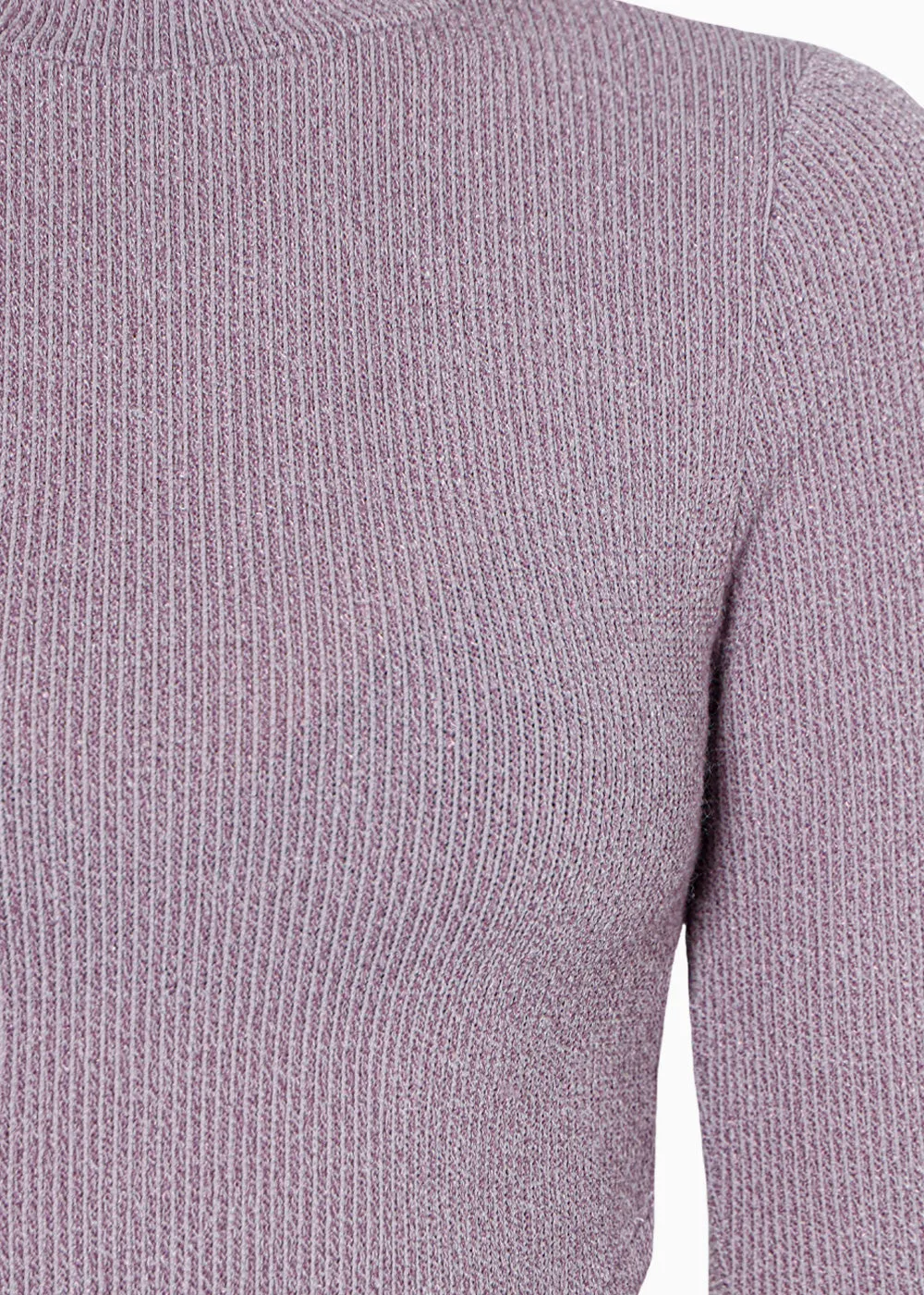 Blusa corta manga larga con cuello alto y efecto brillo - AMARIS