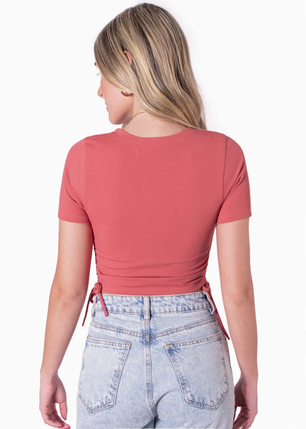 Blusa manga corta con recogidos en laterales - NADINA