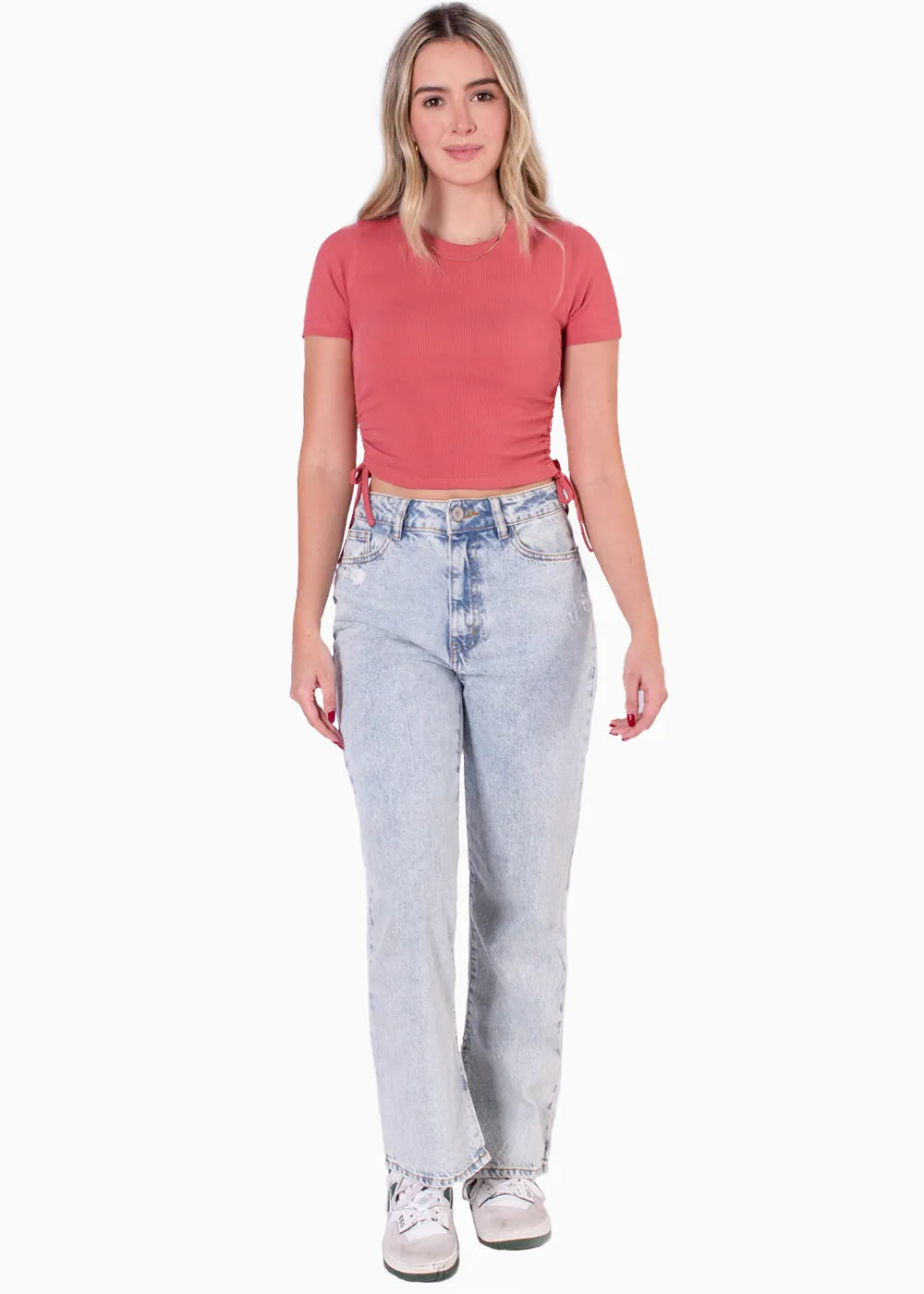 Blusa manga corta con recogidos en laterales - NADINA