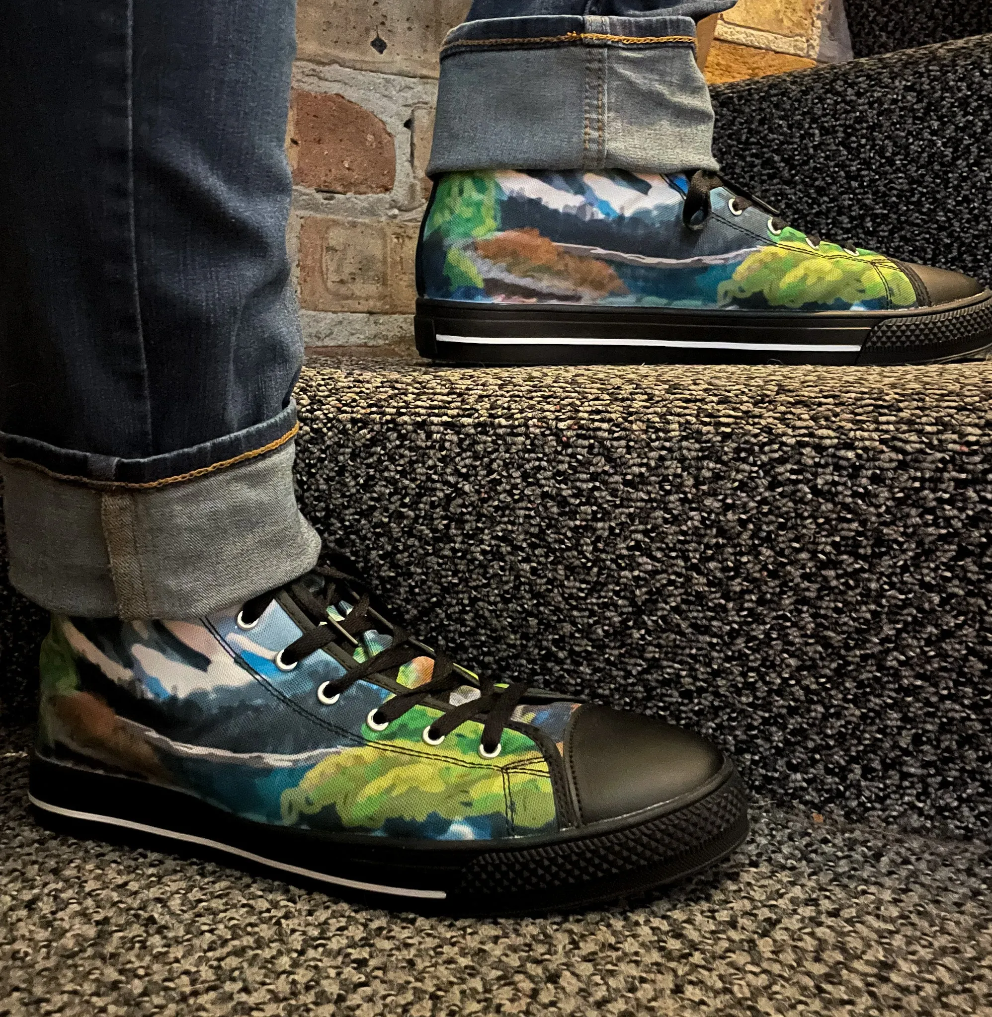 Bob Ross Inspired Landscape Painting High Tops