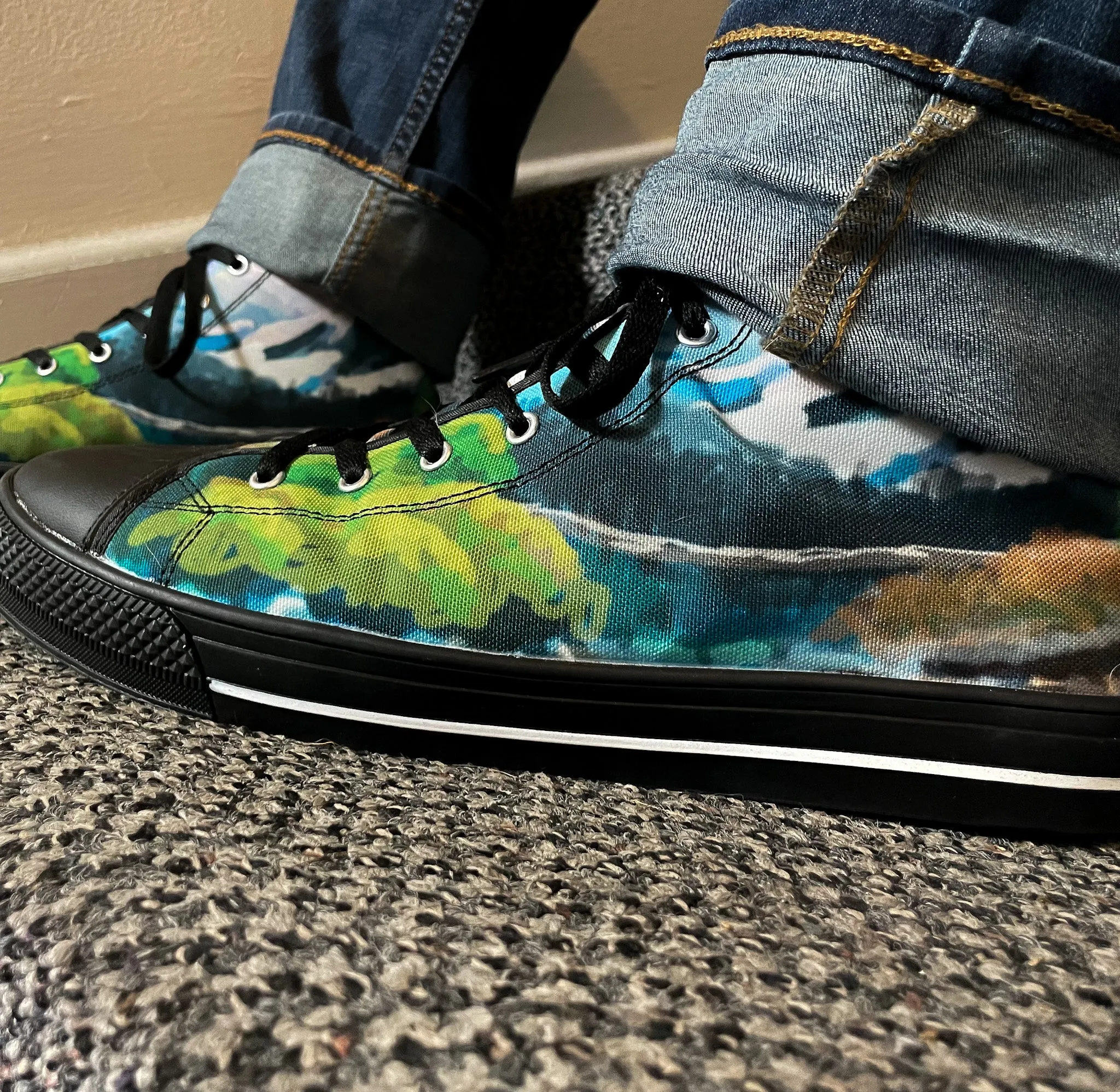Bob Ross Inspired Landscape Painting High Tops