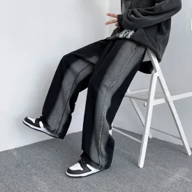 Bonsir American straight striped tie-dye men's jeans loose high street vibe hip hop pants brand men's clothing